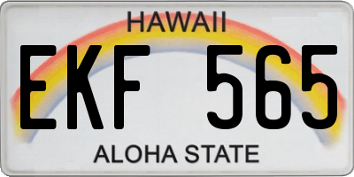 HI license plate EKF565