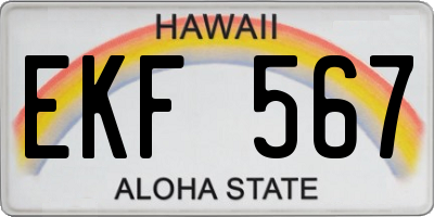 HI license plate EKF567