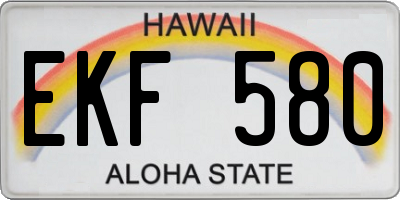 HI license plate EKF580