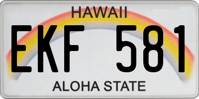 HI license plate EKF581