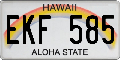 HI license plate EKF585
