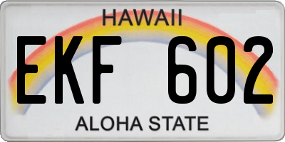 HI license plate EKF602