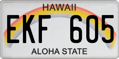 HI license plate EKF605