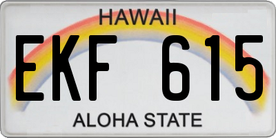 HI license plate EKF615