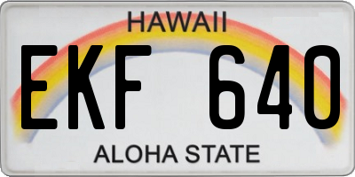 HI license plate EKF640