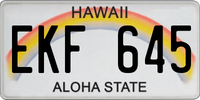 HI license plate EKF645