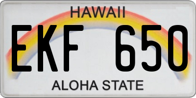 HI license plate EKF650