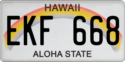 HI license plate EKF668