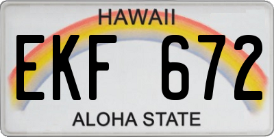 HI license plate EKF672