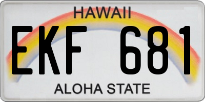 HI license plate EKF681
