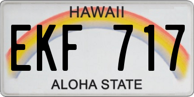 HI license plate EKF717