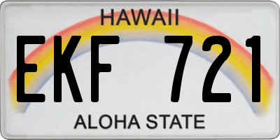 HI license plate EKF721