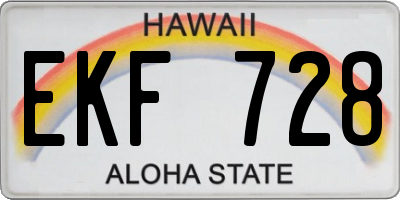 HI license plate EKF728