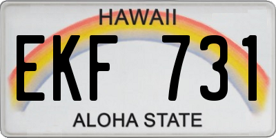 HI license plate EKF731