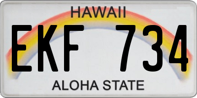 HI license plate EKF734