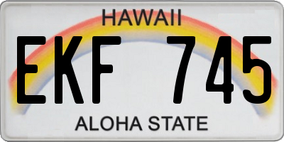HI license plate EKF745