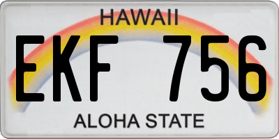 HI license plate EKF756