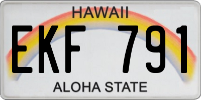 HI license plate EKF791