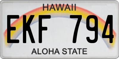 HI license plate EKF794
