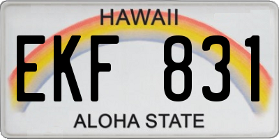 HI license plate EKF831