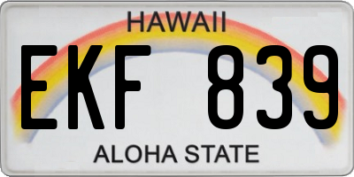 HI license plate EKF839