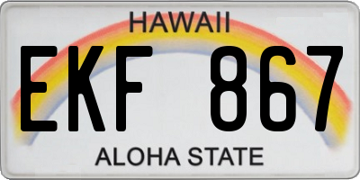 HI license plate EKF867