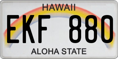HI license plate EKF880