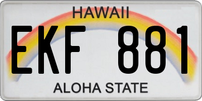 HI license plate EKF881