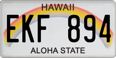 HI license plate EKF894