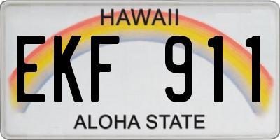 HI license plate EKF911