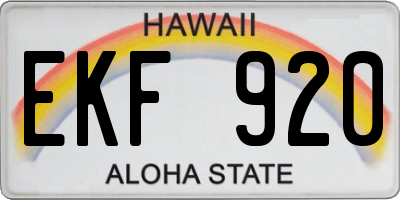 HI license plate EKF920