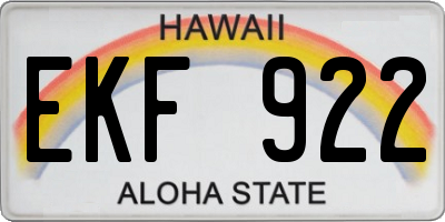 HI license plate EKF922