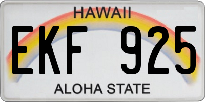 HI license plate EKF925
