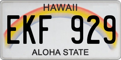 HI license plate EKF929