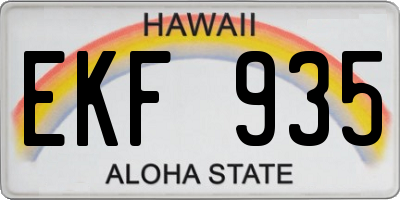 HI license plate EKF935