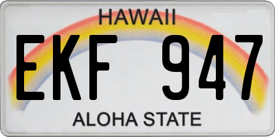 HI license plate EKF947