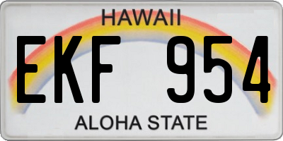 HI license plate EKF954