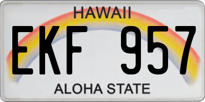 HI license plate EKF957