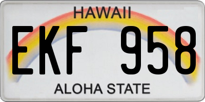 HI license plate EKF958