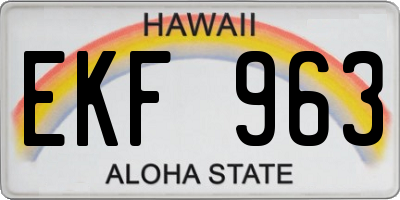 HI license plate EKF963