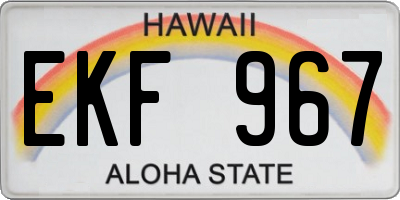 HI license plate EKF967