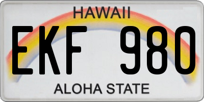 HI license plate EKF980