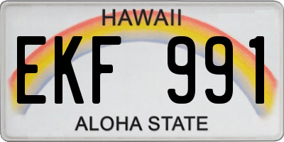HI license plate EKF991