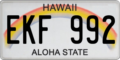 HI license plate EKF992
