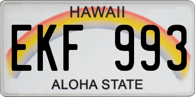HI license plate EKF993