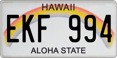 HI license plate EKF994