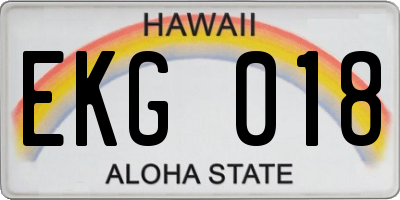 HI license plate EKG018