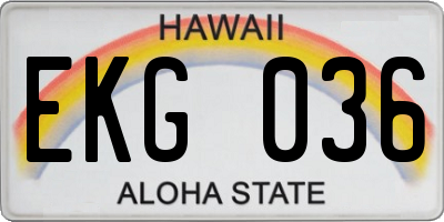 HI license plate EKG036