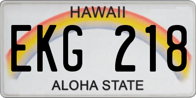 HI license plate EKG218