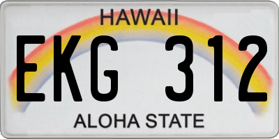 HI license plate EKG312